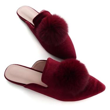 Imagem de Hee grand Sapatilhas femininas confortáveis com laço e bico fino sem cadarço, sapatos sociais macios e básicos, sapatos dobráveis para casamento, mocassim fino sem cadarço, 003-veludo vermelho, 38 BR