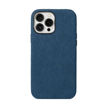 Imagem de Capa de couro de carro de camurça macia para iPhone 13 14 Pro Max 14Pro 13Pro 13 Mini 14 Plus Capa traseira magnética, azul, para iPhone 14
