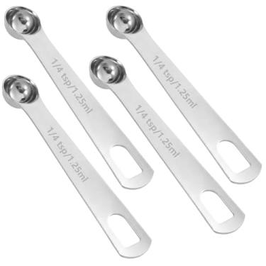 Imagem de Lnngub 4 colheres medidoras de 1/4 colher de chá, 1/4 colher de chá (1/4 colher de chá | 1,25 ml | 1,25 Cc) mini colheres medidoras de aço inoxidável colher de medida única para ingredientes de sopa