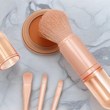 Imagem de Pincel de maquiagem 4 em 1 para viagem – Pincel compacto retrátil bonito para base, blush, sombra e contorno – Ferramenta cosmética multiuso portátil
