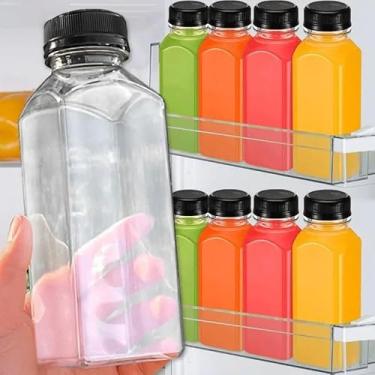 Imagem de 1 garrafa quadrada transparente para suco de frutas com tampas de plástico faça você mesmo, recipiente de geleia de leite (500 ml)