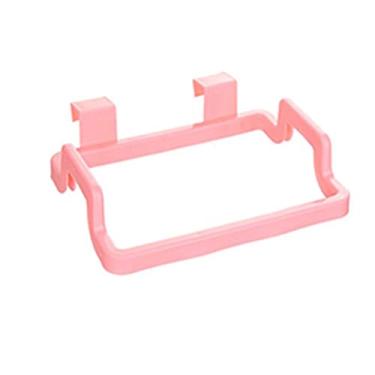 Imagem de Suporte de saco de lixo de cozinha, organizador de plástico ABS para porta de gaveta de armário, toalheiro suspenso, rosa