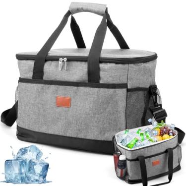Imagem de Bolsa térmica à prova d'água de 35 L, de tecido Oxford, bolsa térmica de grande capacidade com alça de ombro removível ergonômica para festas, acampamentos. ZJMCAJY