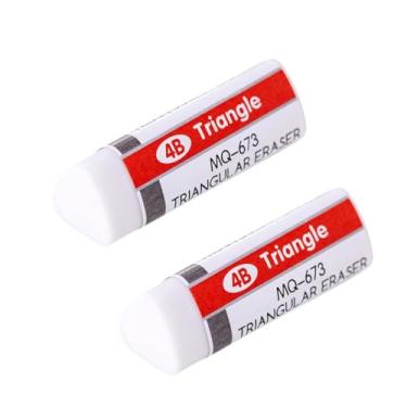 Imagem de 2 peças/conjunto de borracha triangular, borracha 4B, para uso no escritório, limpeza de artigos de papelaria para estudantes de arte, material de escritório, material escolar, branco