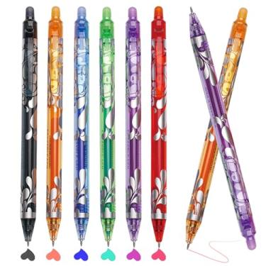 Imagem de ArvezVoy 6 canetas de gel apagáveis coloridas, canetas finas retráteis de 0,5 mm, de secagem rápida, canetas multicoloridas para diário, colorir, desenhar, fazer anotações