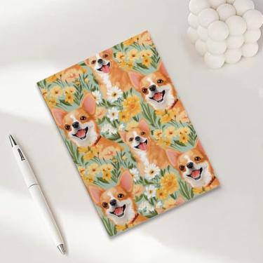 Imagem de Cadernos de retrato de cachorro com flores em aquarela para trabalho, caderno de composição A5, caderno pautado para faculdade, agenda de viagem forrada para escrever anotações, presentes para amantes