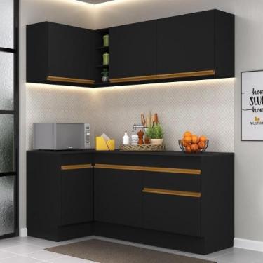 Imagem de Cozinha Compacta De Canto Armário e Balcão Preta - MULTIMOVEIS