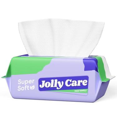 Imagem de Jolly Care Toalhas de rosto descartáveis, toalha de rosto descartável, removedor de maquiagem macia, lenços secos e espessos, tecido facial espesso para limpeza feminina, cuidados com a pele, 19 x 19