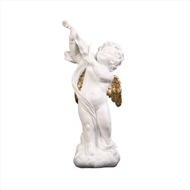 Imagem de Estatuetas de resina Cupid Angel tocando violino 27cm - Branco