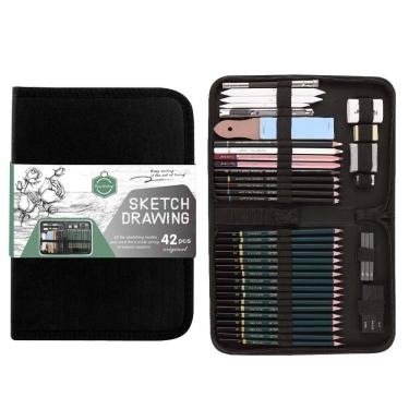 Imagem de Conjunto de desenho de esboço, 35 unidades com lápis de grafite e caderno de desenho