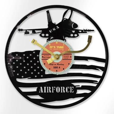 Imagem de Relógio de parede vintage da Força Aérea dos EUA Design 30x30cm de metal