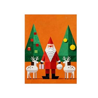 Imagem de Natal Quadro em tela-Retrato abstrato homem veado branco árvore-Imagem moderna decoração casa-Pôster impressões para sala estar 60x80cm24x31in Sem Moldura