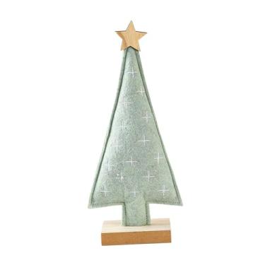 Imagem de Baoblaze Árvore de Natal de mesa, decoração de Natal, feltro decorativo, mini árvore de Natal, peça central de mesa para decoração de casa, lareira, escritório, Luz Verde, 9.5x4x22cm