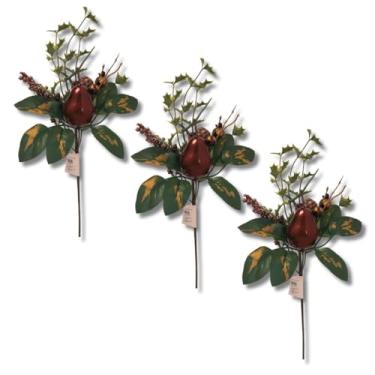 Imagem de Kit com 2 Galhos Decorativos Natalinos com Frutinhas Vermelhas, Folhas Verdes 29cm | Enfeite Artificial Realista para Árvore, Guirlanda, Arranjos, Decoração de Natal e Festas de Final do Ano