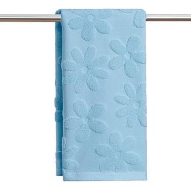 Imagem de Artoid Mode 1 peça azul claro 3D floral jacquard primavera toalhas de mão para banheiro, 100% algodão macio absorvente toalha de decoração de banheiro, 14,7 x 29,5 polegadas