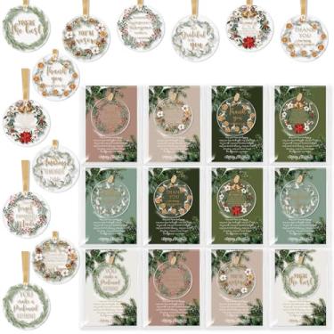 Imagem de Thyle 60 presentes de agradecimento de equipe de Natal para funcionários enfeite de árvore de acrílico de Natal cartões de agradecimento decoração de árvore de Natal presentes de apreciação