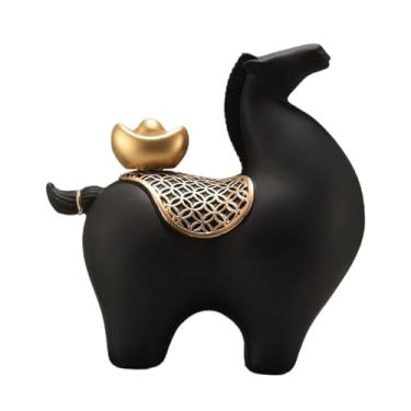 Imagem de Ｂｅｓｇａ Estátua de Cavalo, Escultura de Cavalo, Arte Artesanal, Colecionável, Estátuas Modernas em Resina, Ornamento para Mesa, Armário, Centro de Mesa, Prate, Cabeça preta levantada