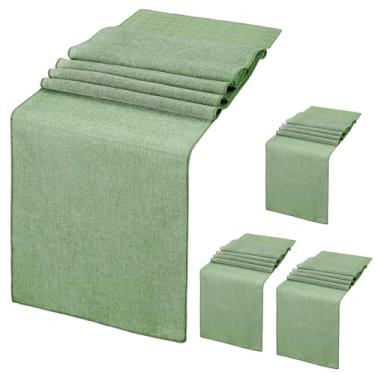 Imagem de Caminho de mesa de serapilheira verde claro pacote com 4 pacotes de tecido rústico para casa de fazenda 33 x 274 cm rolos para festa, jardim, aniversário, férias, decoração de cozinha