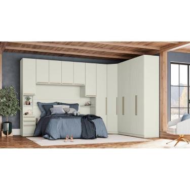 Imagem de Modulado De Quarto Armário Mesa De Cabeceira Seletto Mc02 C- 1 Porta E 3 Gavetas Areia-jequitibá