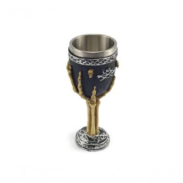 Imagem de Taça Cálice Em Aço Inox E Resina Crânio Medieval Mão Esqueleto Osso Rock Colecionável Decorativo Coquetel Cerveja