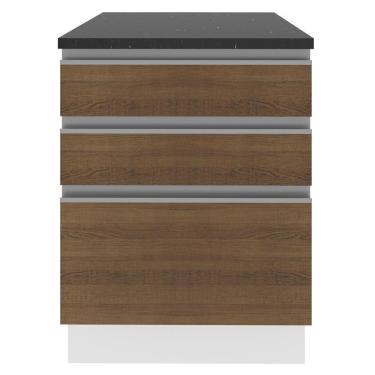 Imagem de Balcão Madesa Acordes 100% Mdf 60 Cm 3 Gavetas Branco/rustic