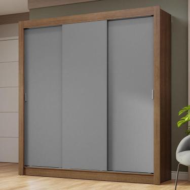 Imagem de Guarda-roupa Casal 3 Portas De Correr Rustic/cinza Nobre Madesa Rustic/cinza