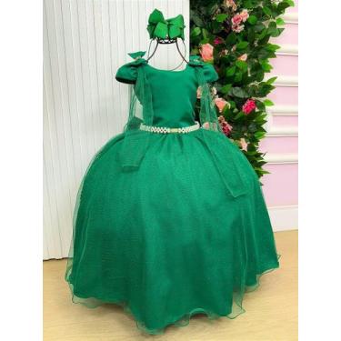 Imagem de Vestido de Festa Infantil Verde Bandeira para Daminha Menina - Elegant