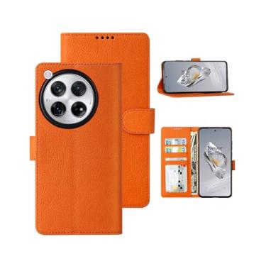 Imagem de Suzii Capa carteira fina para Oneplus 12, 1+12 carteira de couro PU + TPU com suporte para cartão de crédito, fechos magnéticos fortes com suporte para Oneplus 12 (laranja, 1+12)