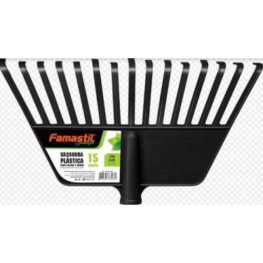 Imagem de Vassoura de plástico 15 dentes com cabo preta Famastil