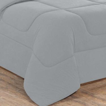 Imagem de Kit Edredom + Jogo De Lençol Malha 100% Algodão Gran Moratta 7 Peças Casal - Cinza-cinza