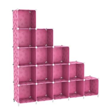 Imagem de UNKU Estante de prateleira aberta, organizador de armazenamento de 15 cubos, prateleira de exibição de 30 cm para CDs de livros, estante de livros DIY, prateleira de armazenamento ajustável para