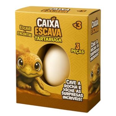 Imagem de Brinquedo cava escava Tartaruga Premium, Brilha no escuro, Kit de Descoberta Arqueológica para Crianças, Ovo Branco com Surpresa.