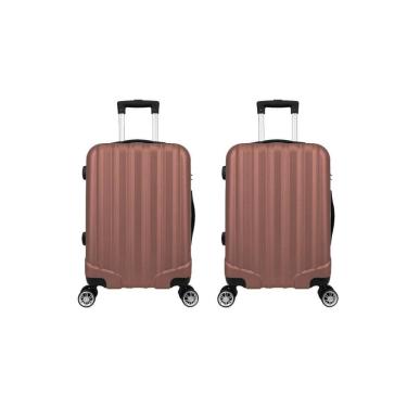 Imagem de Mala De Bordo 10kg 2 Peças ABS 4 Rodas XH-A122 Gold Rosa Prizi