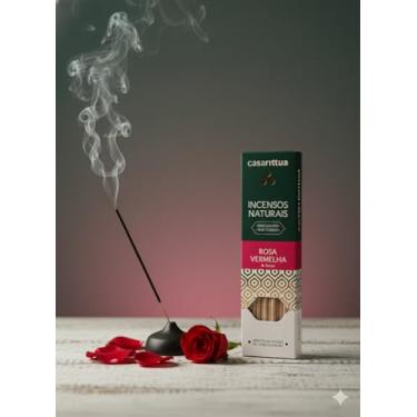 Imagem de Casarittua Incensos Naturais Rosa Vermelha, Varetas de Incenso Sem Carvão, Não Tóxico, Aroma Floral