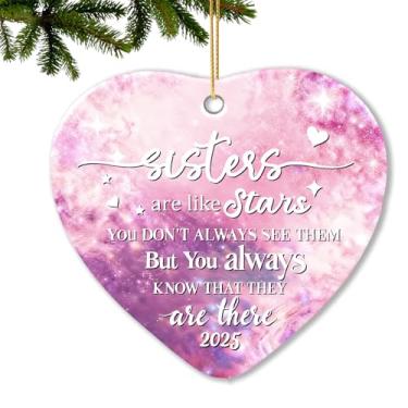 Imagem de 2025 Sister are Like Stars Lembrança Coração Cerâmica Presente de Natal para Soul Sister da Irmã Melhor Amiga BFF Bestie Aniversário Feminino Enfeite de Natal Presente