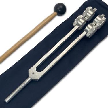 Imagem de Diapasão OTTO de 64 Hz para cura com extensor atenuador – Ferramenta osteofônica para terapia de som e aplicação de biocampo | Prata