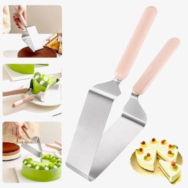 Imagem de SerniaXin Cortador de bolo de aço inoxidável para casamento, aniversário, assar - Lâmina resistente à ferrugem com alça ergonômica dupla antiderrapante, ferramenta segura de massa e fatiar tortas (1)
