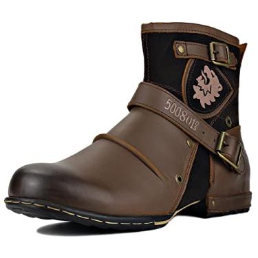 Imagem de Botas Moto Masculinas OSSTONE Moto Botas Casuais de Couro com Zíper OS-5008-1-US, Marrom, 7.5 Wide