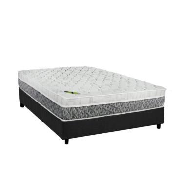 Imagem de Cama Box Casal: Colchão Molas Masterpocket Ensacadas Luckspuma Aspen + Base Cinza(138X188)