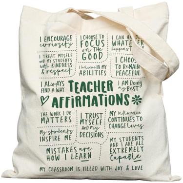 Imagem de bafayago Sacola para professores, presente para professores, sacola de lona dupla face com fecho de pressão para biblioteca, trabalho, compras, viagens e viagens