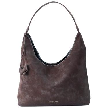 Imagem de Bolsa feminina de couro sintético marrom com toque de camurça, bolsa de trabalho espaçosa para laptop de 13 polegadas, bolsa de ombro leve para uso diário