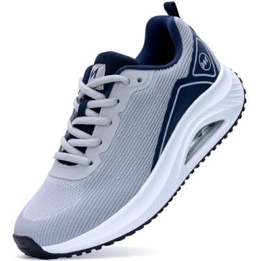 Imagem de RomenSi Tênis feminino de caminhada com suporte de arco ortopédico moderno tênis para fascite plantar alívio da dor EUA 5,5-11, Azul-cinza, 38