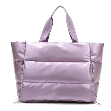 Imagem de Bolsa de Toalete Viagem Grande Capacidade Tote PU Puffer Bolsas Transversais para Mulheres Separação Seco e Molhado Maquiagem Praia Piscina com Cinto Ajustável Leve Portátil Duche Natação Banho