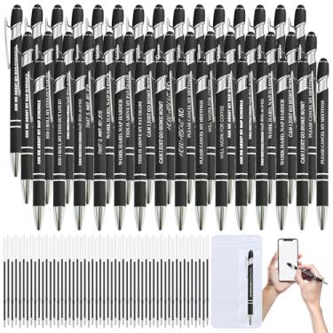 Imagem de 60 canetas sarcásticas engraçadas – conjunto de 20 canetas esferográficas com refis e bolsas, caneta divertida com frases sarcásticas, ponta Stylus – caneta desmotivacional para adultos, colegas de