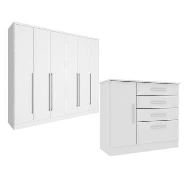 Imagem de Guarda-roupa 6 Portas Portugal e Comoda 4 Gavetas Chicago Espresso Móv