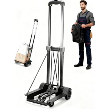 Imagem de Carrinho de Carga Dobrável, Carrinho de Plataforma Dobravel, Telescópico Até 95cm, 3 Estágios de Altura, Pesando Apenas 1,2 kg