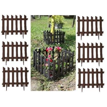 Imagem de Kit 6 Cercas Decorativa Ripa Jardim De Plástico Marron P 2mt - JR