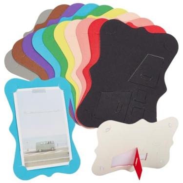 Imagem de OLYCRAFT Porta-retrato colorido ondulado de papelão ondulado de 10 x 15 cm com cavalete molduras para fotos de papelão em massa com suporte para exibição de artesanato de casamento faça você mesmo