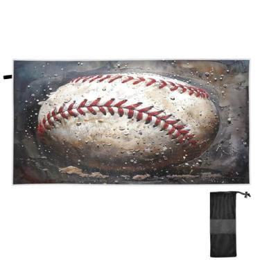 Imagem de Blueangle Toalha de praia retrô de beisebol - Toalhas de viagem compactas e leves - Toalha de secagem rápida super absorvente para natação, acampamento e férias (290)