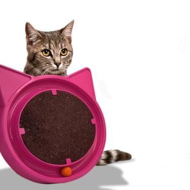 Imagem de Arranhador para Gatos com Bolinha Interativa Antistress, Rosa, Brinquedo Interativo com Bolinha de Plástico Macia